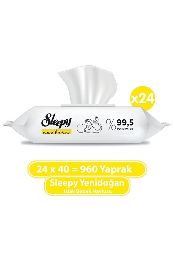 Sleepy Yenidoğan Islak Bebek Havlusu 24 x 40 Lı 960 Yaprak