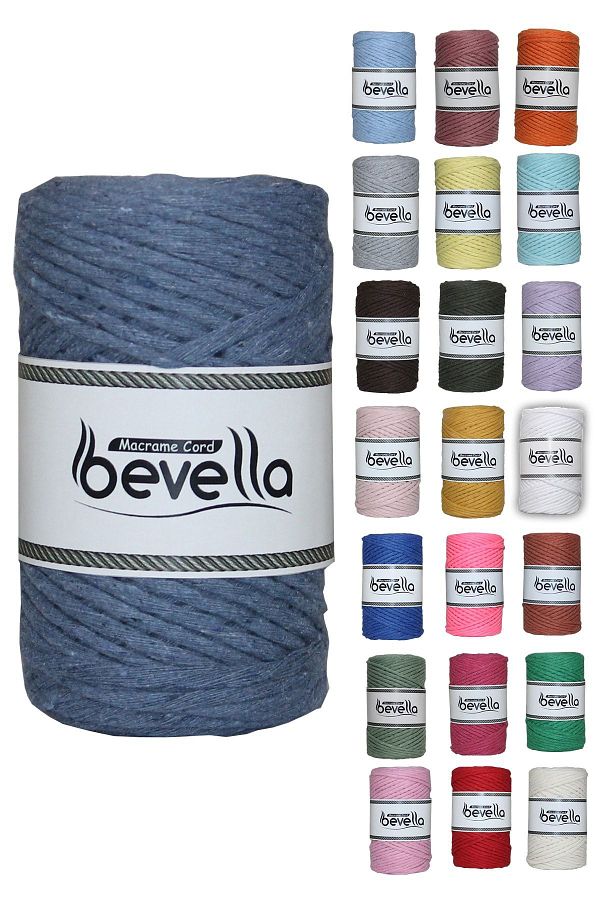 Bevella Macrame Cord-Ață de macrame scanabilă 3 mm Bumbac scanabil Ață de macrame cu o singură răsucire Albastru petrol 1
