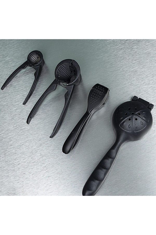 afifehome-Cast Iron Lemon Squeezer + Garlic Crusher + Walnut Cracker + Hazelnut Cracker Set of 4 1