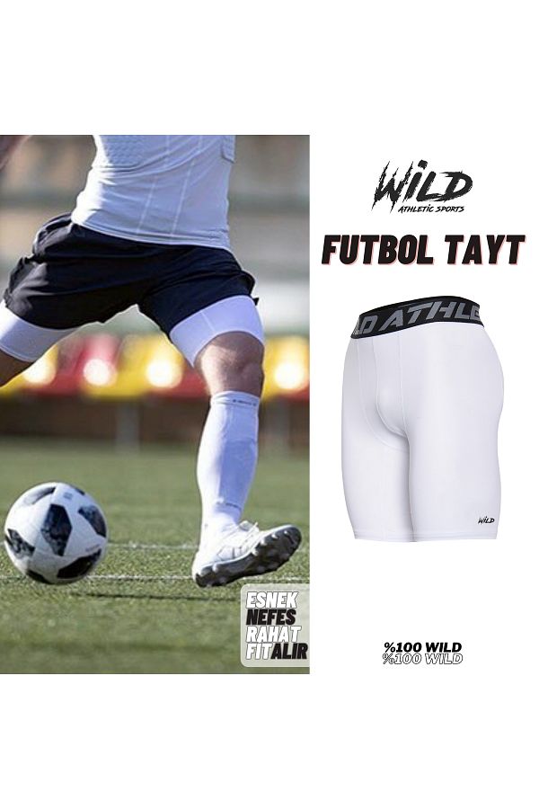 Wild Athletic Sports Football Short Over the Knee White Sports Tights Trendyol