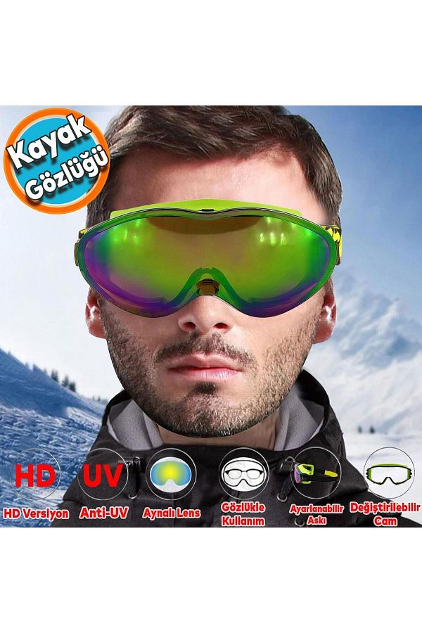 NZB Ski Can Change Goggles Glassed Antifog Sun Snow Protective Glasses Rainbow Snowboard Glasses Eye Trendyol
