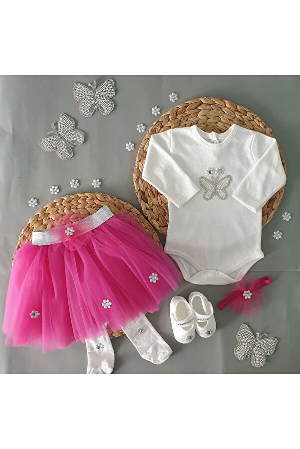 furya kids FURYA KİDS Papatyalı Tütü Kız Bebek Elbisesi Yeni Doğan Mevlütlük Papatyalı Kız Bebek Doğum Günü