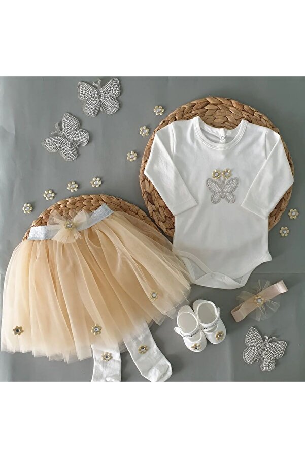 furya kids FURYA KİDS Papatyalı Tütü Kız Bebek Elbisesi Yeni Doğan Mevlütlük Papatyalı Kız Bebek Doğum Günü