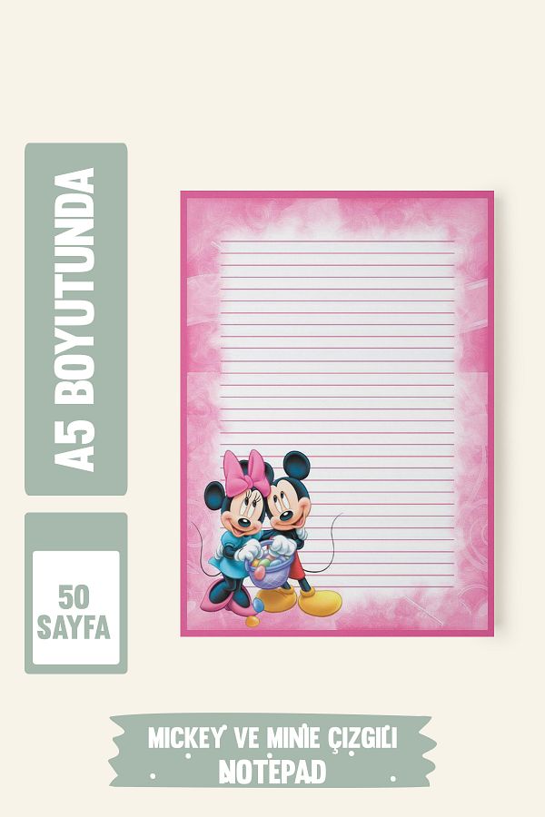 Srctech-Mickey and Minie Stripes Planner Notepad A5 Size 50 Sheets 1