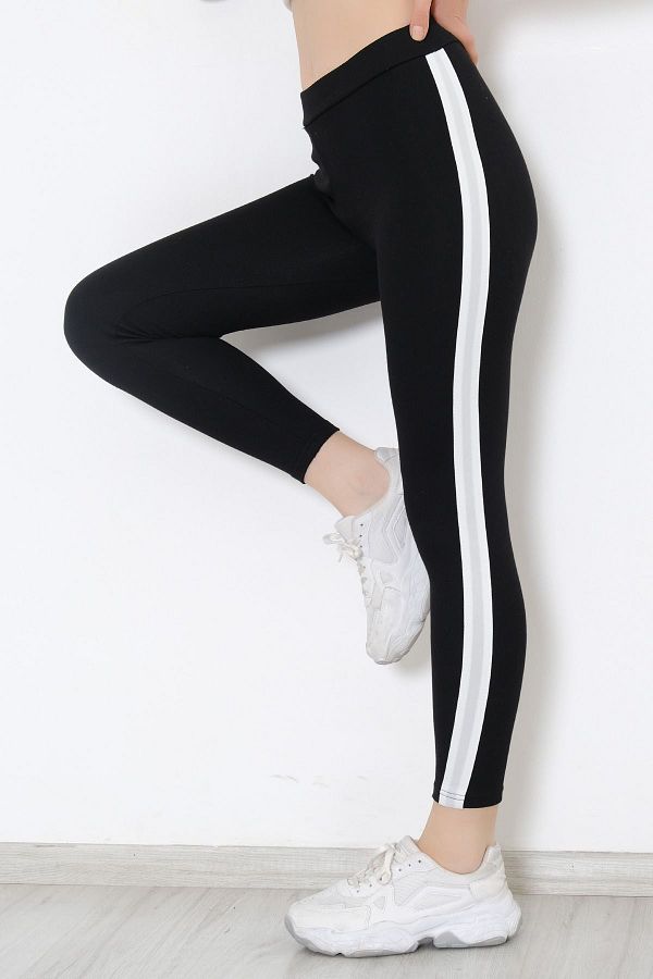 Moka Shopin-MokaShopin Black and White Single Stripe Tights - 10293.1567 1