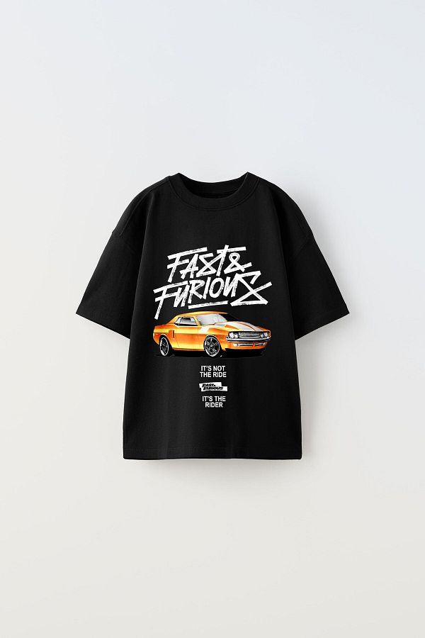 The Champ Clothing-تي شيرت أسود للأطفال من Fast Furious - مطبوع عليه سيارة 1