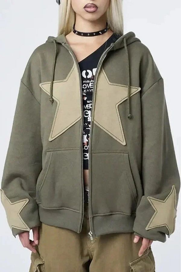 DEEFWEAR Khaki Rose Gold Sleeve Detail Star Cardigan My Favorim5ton Trendyol