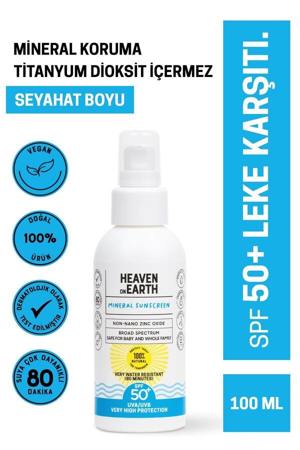 Heaven on Earth Spf 50 Vegan Mineral Güneş Kremi %100 Doğal Suya Dayanıklı Çok Yüksek Koruma