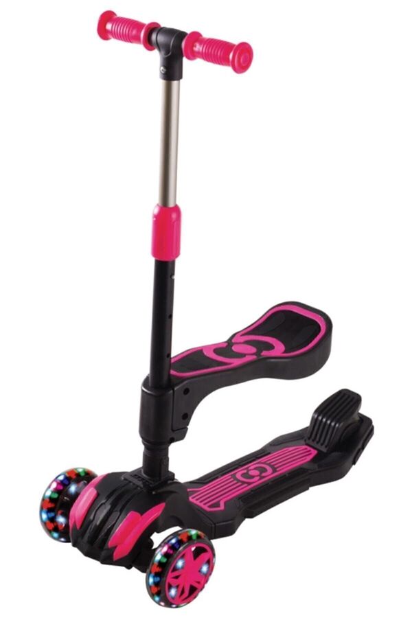 Scooter Cool Wheels Led Işıklı Oturaklı Pembe Mavi Erkek Kız Combo - Esmrkt4