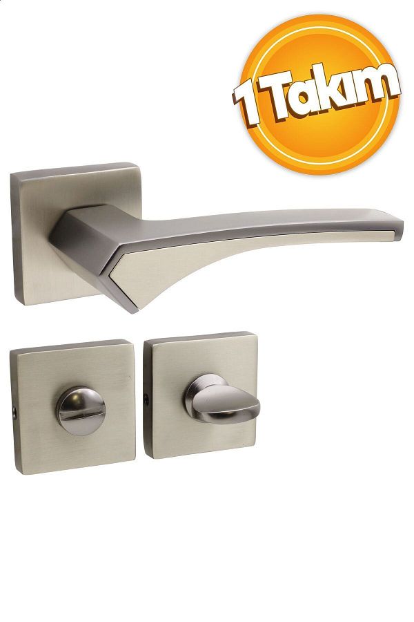 Badem10-Merve Square Rosette Bathroom-Wc Door Handle - Suitable for Left and Right, Anthracite Satin 1