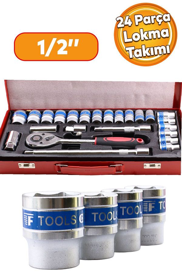 Badem10-Socket Set 24 Pieces Extension T Handle Spark Plug Socket Vehicle Repair Ratchet High Quality 1/2 Dr Socket Set 1