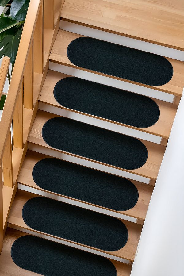 Stepmat-Set of 16 Black Capsule Curls - Economical Step and Stair Mat from Carpet 1