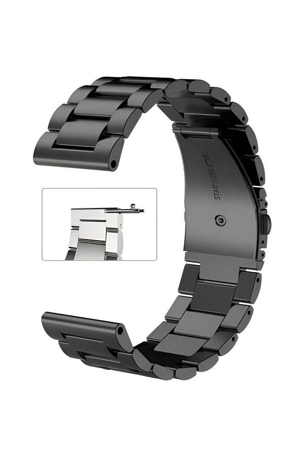 onlinekordon Fossil FS4656 Compatible 22mm Black Color Stainless Steel Smart Pin Watch Band Strap Trendyol