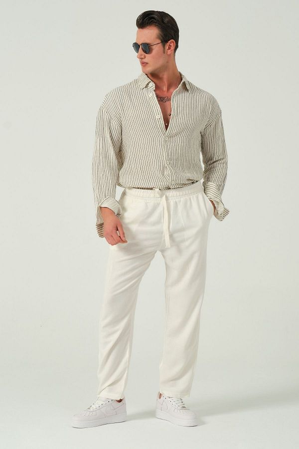 Elastic waist linen trousers online