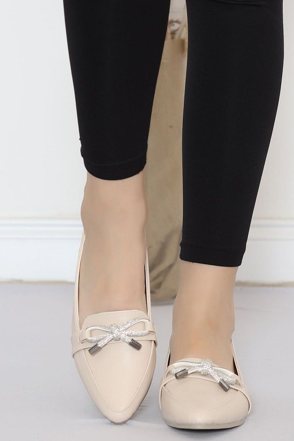 LAD N GAMZELITARZIM Cream Ballerina Shoes 18370.264. Trendyol