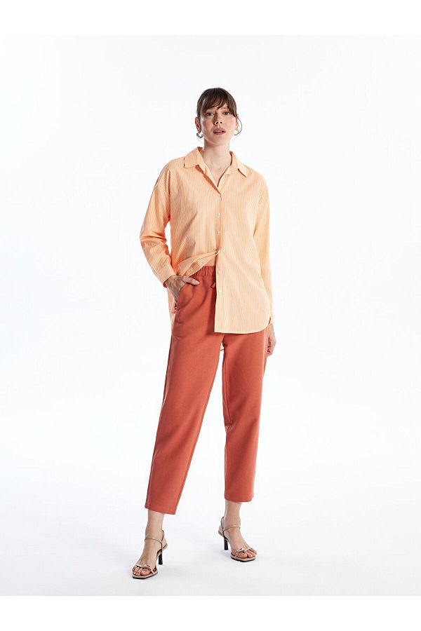 LC Waikiki-Femei - Pantaloni confortabili în amestec de in uni, cu talie elastică 1