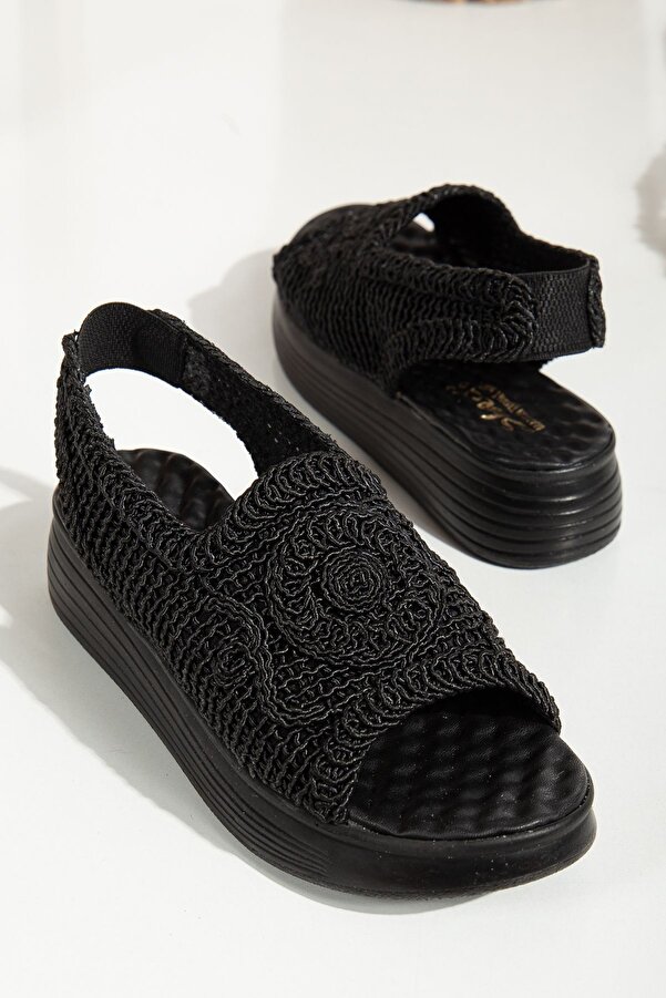 Mc vay Shoes Black Patterned Stylish Women's Orthopedic Sandals