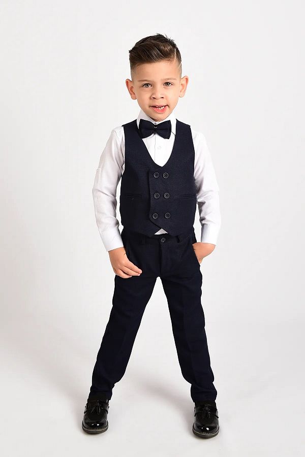 Delfini kids-Boy's Tuxedo Suit with Vest and Bow Tie 1