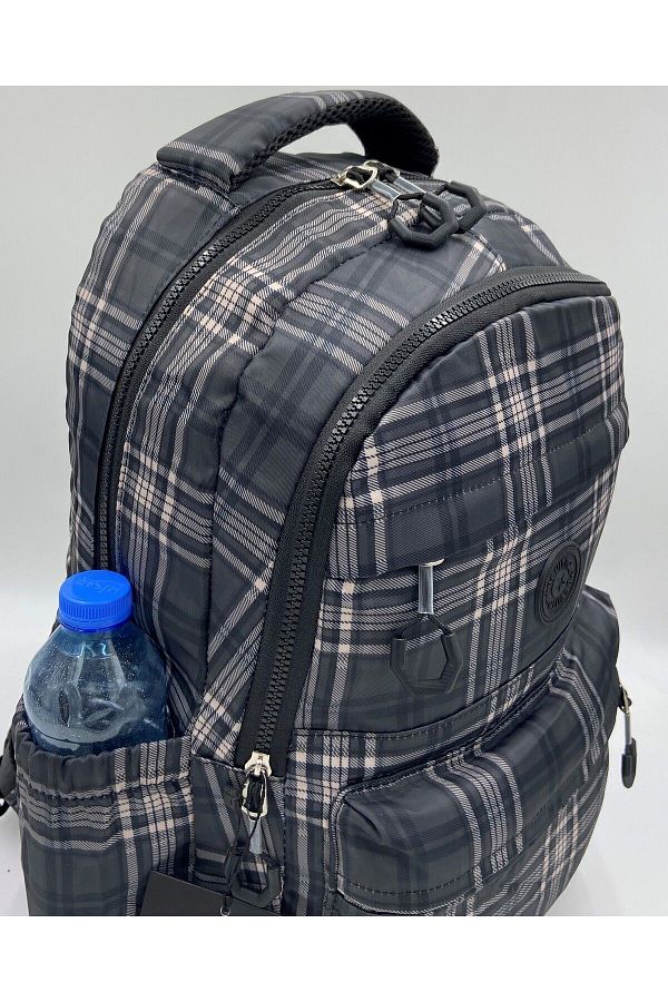 Bevitton Black Plaid Pattern Satin Waterproof Fabric Luxury Backpack Travel and School Bag 20289 Trendyol