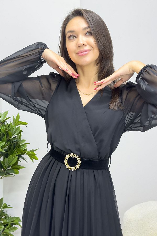 Black chiffon midi dress on sale