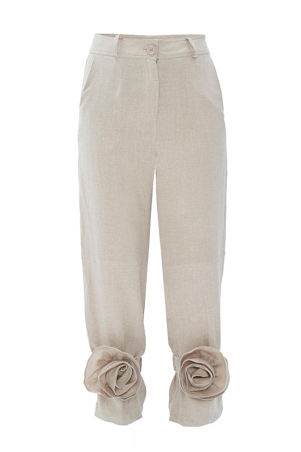 NOK İSTANBUL-Beige Color 100% Linen So Cool Pants 1