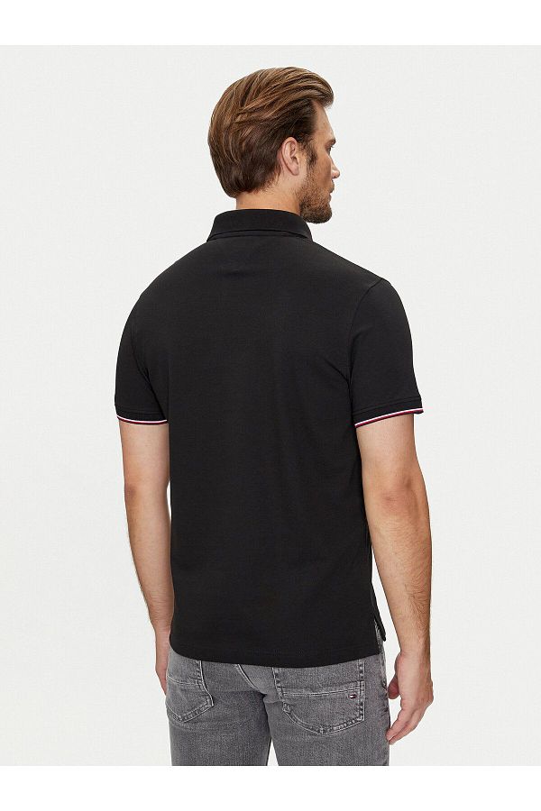 Tommy Hilfiger Men s Black Polo Neck Casual T Shirt Short Sleeve Woven MW0MW35605 BDS Trendyol