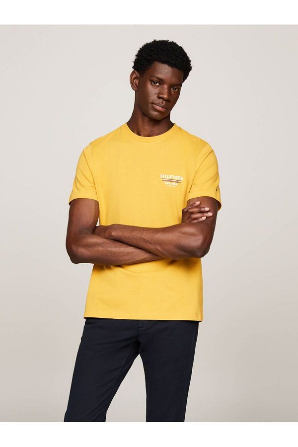 Tommy Hilfiger Men s Yellow T Shirt Short Sleeve Plain Model Woven Fabric MW0MW36208 ZE1 Trendyol