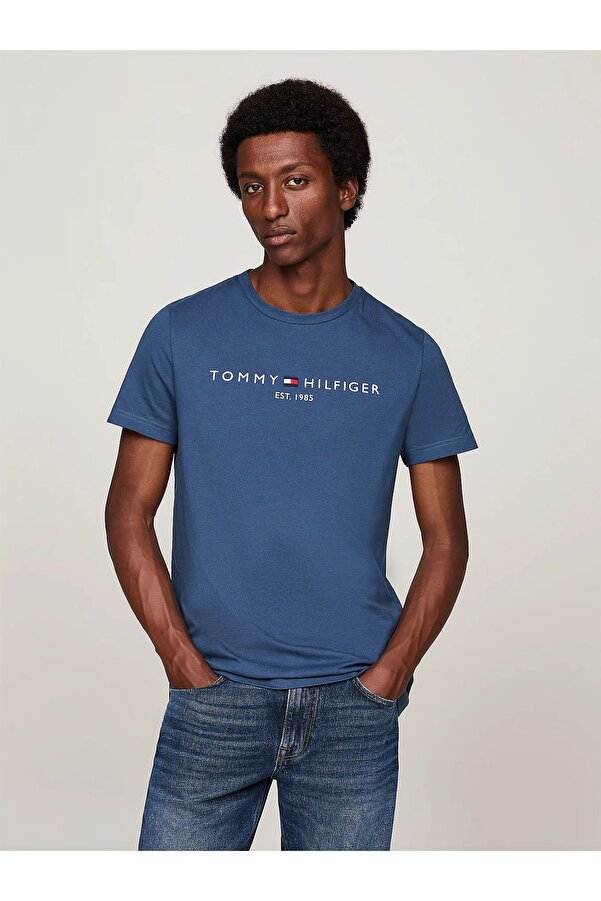 7477 Navy Shimmer Detailed T-Shirt