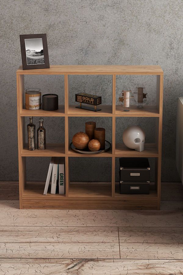 GOLDFALEZ-9-Cube Storage Organizer | Atlantic Pine Bookshelf | Multi-purpose Display Unit 1