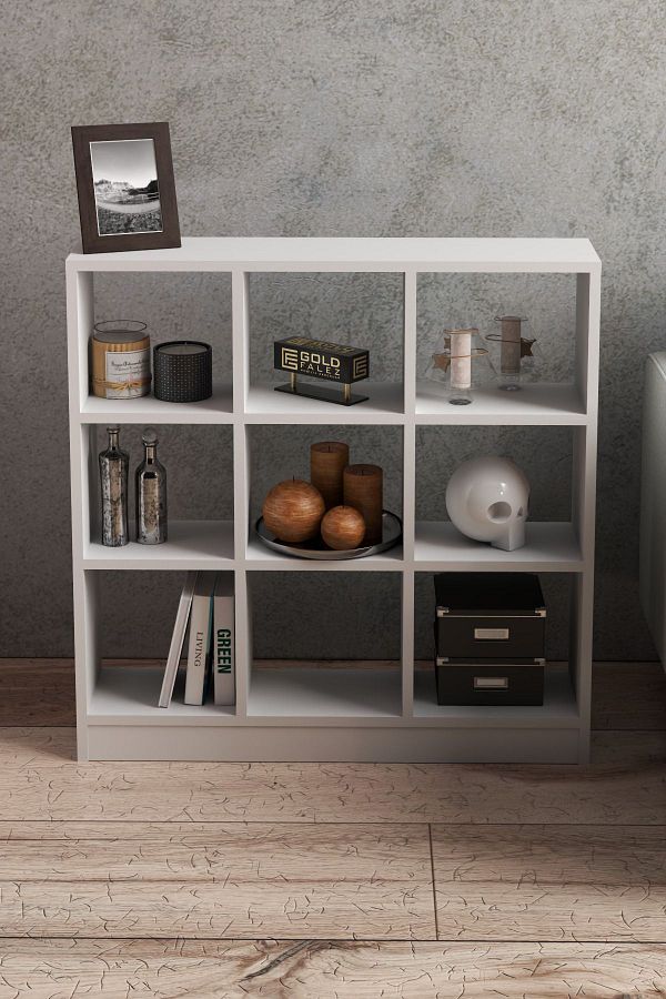 GOLDFALEZ-White 9-Cube Organizer Shelf | Modern Storage Solution | Versatile Display Cabinet 1