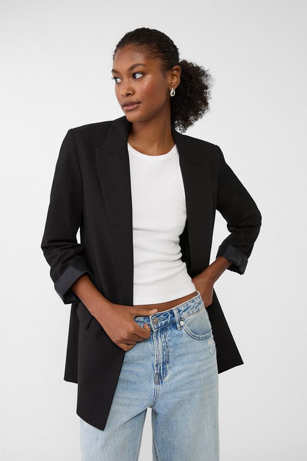 Stradivarius-Flowy Open Front Blazer 1
