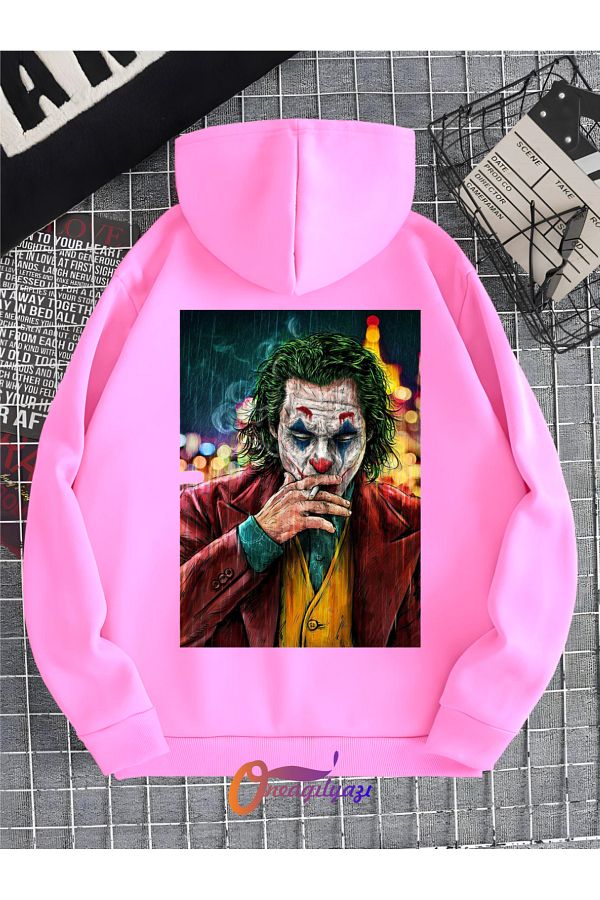 oneag lyaz Unisex Joker Oversize Hooded Smoking Printed Sweatshirt Trendyol