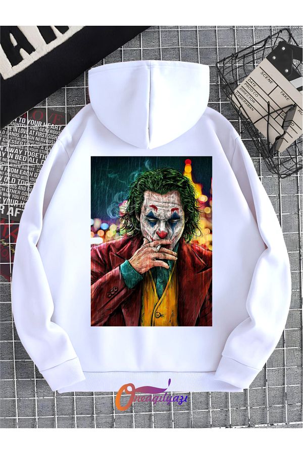 oneag lyaz Unisex Joker Oversize Hooded Smoking Printed Sweatshirt Trendyol