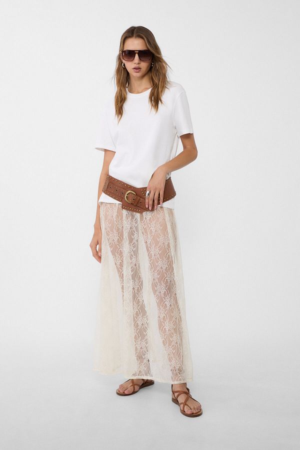 ★ DIAGONAL★ STRETCHY SKIRT PANTS ivory DA231PT12IV EDIKTED Jona Stripey Slit Pants - BEIGE - L | Tillys