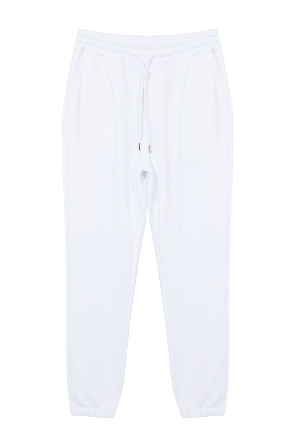 Trendyol Collection White Fleece Sweatpants Elastic Leg Regular Cut TMNAW22EA0346 Trendyol