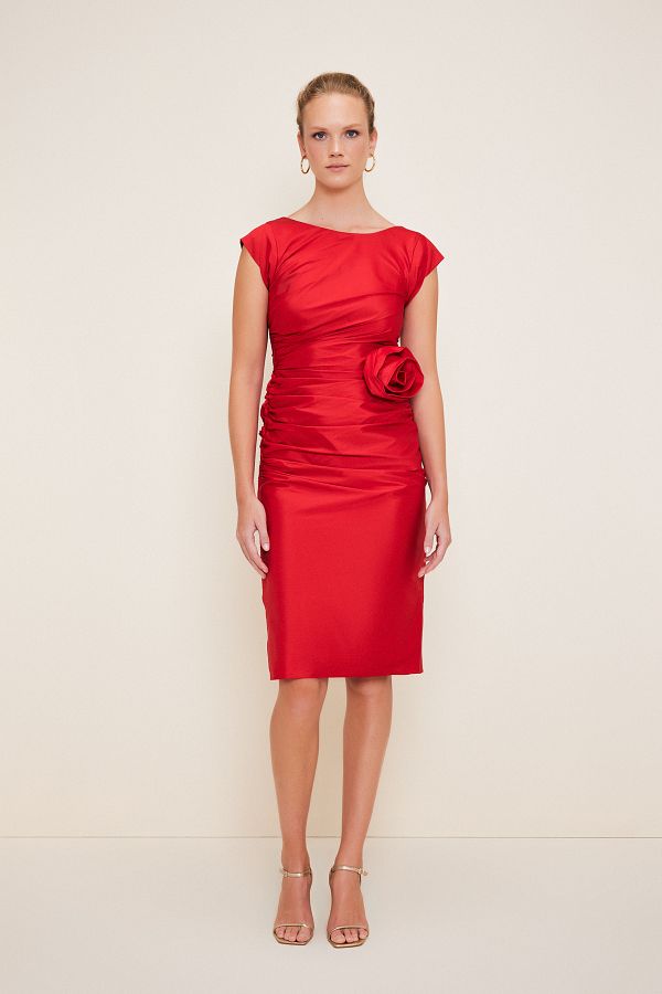 Love My Body Rose Detailed Short Sleeve Dress Trendyol