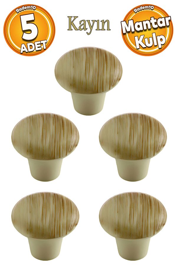 Badem10-(PLASTIC HARD) Buton ciupercă Mobilier din fag Sertar de bucătărie Dulap dulap Mâner Mâner 5 buc 1
