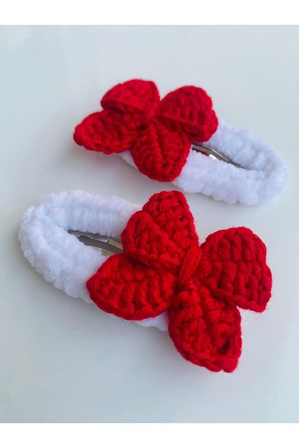Kadın Girişimciler Atölyesi-Red Bow Model - Set of 2 Handmade and Snap Buckle 1