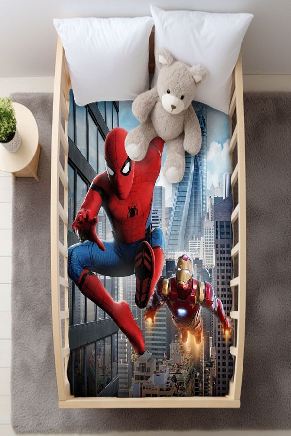 dekomingo 100x150 Sheetless Spiderman Iron Man Crib Baby Bedding Set Trendyol