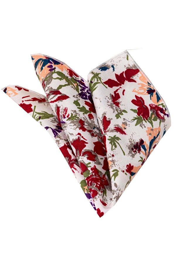 Exve Exclusive-Colorful Flower Digital Printed Collar Pocket Handkerchief on White 1