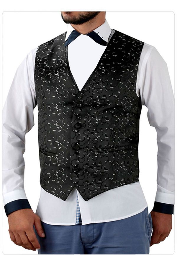 Exve Exclusive-Vesta de mire negru gri cu model floral 1