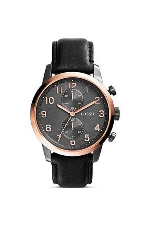 onlinekordon Fossil Fs5085 Black Genuine Leather 22mm Silicone Coated Watch Band Strap 46mm Trendyol