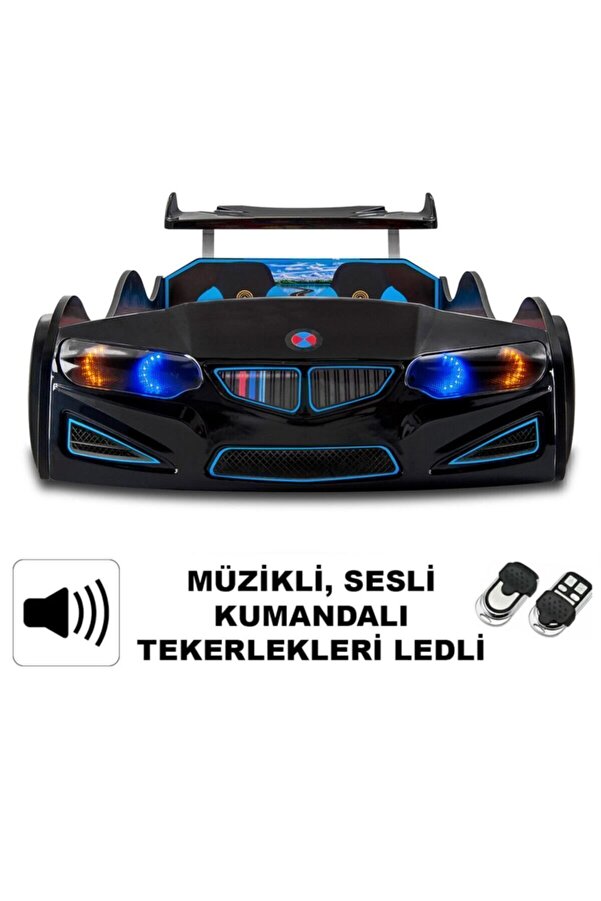 Genel Markalar Bmw - Full - Arabalı Yatak Araba Karyola - M9 Serisi - Tekerleri Ledli & Kumandalı
