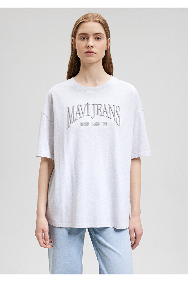 Mavi Jeans Printed Gray T-shirt Oversize Wide Cut1612415-87033