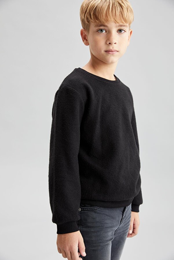 Defacto Boy's Back to School Crew Neck Sweatshirt- Trendyol