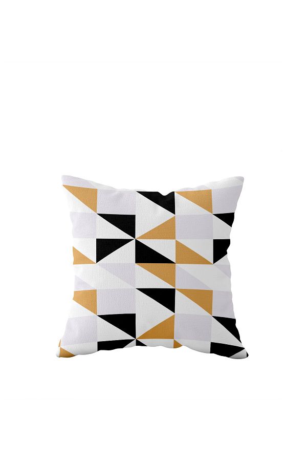 on the clouds-Yellow Black Geometric Triangle Patterned Single Side Hidden Zipper Throw Pillow Sofa Pillow Case 1