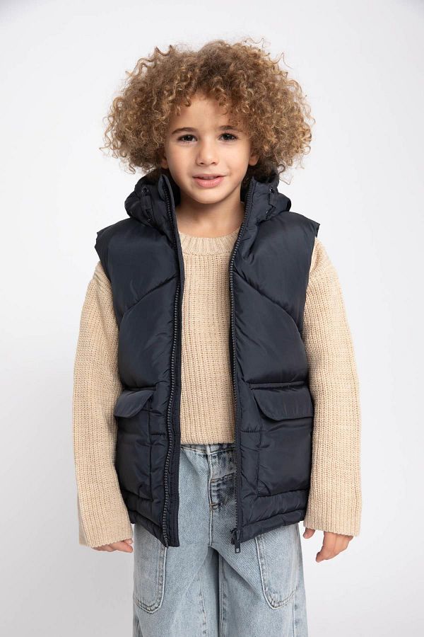 Defacto Boy s Puffer Vest Hooded and Fleece Lined A2524a823wn Trendyol