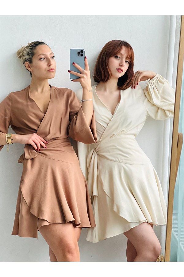 Retrobird Design Ashley Double Breasted Dress Women Ecru Trendyol