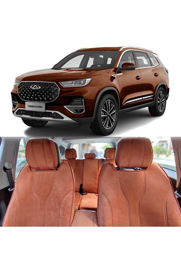 Bod Chery Tiggo 8 Pro Araca Özel Koltuk Koruyucu Kılıf Luvi Serisi 2023-sonrası Taba