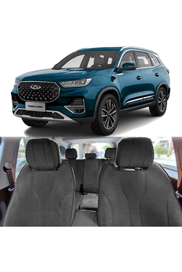 Bod Chery Tiggo 8 Pro Araca Özel Koltuk Koruyucu Kılıf Luvi Serisi 2023-sonrası Siyah